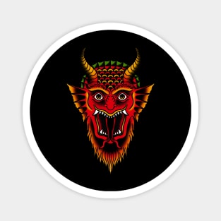 Red Demon Traditional Tattoo Old School Goth Magnet